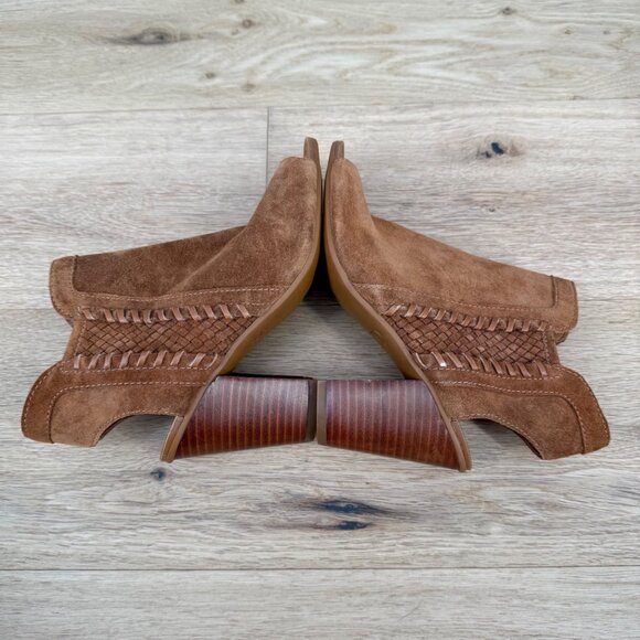 Franco Sarto Womens Sylvania Suede Leather Open Toe Heeled Booties Size 5.5 Boho - Picture 4 of 13